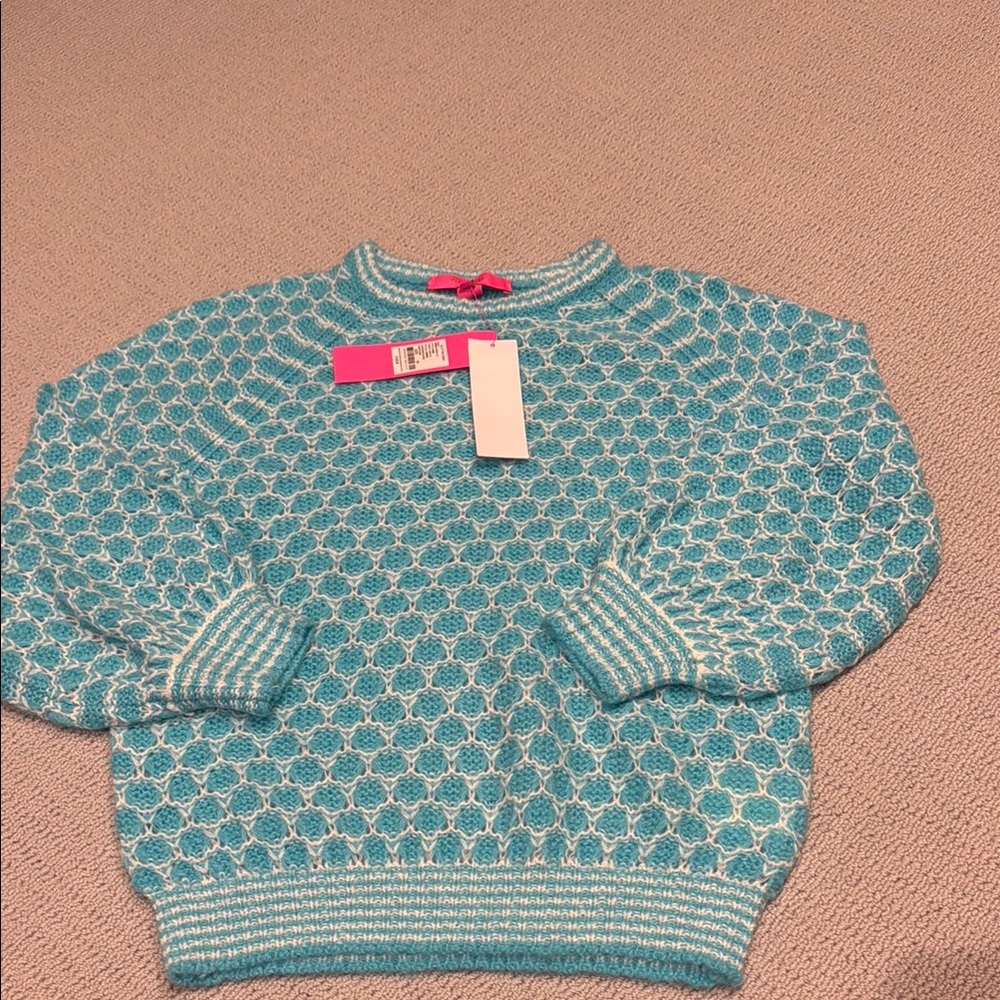 Blue Textured Crewneck Sweater - Women's